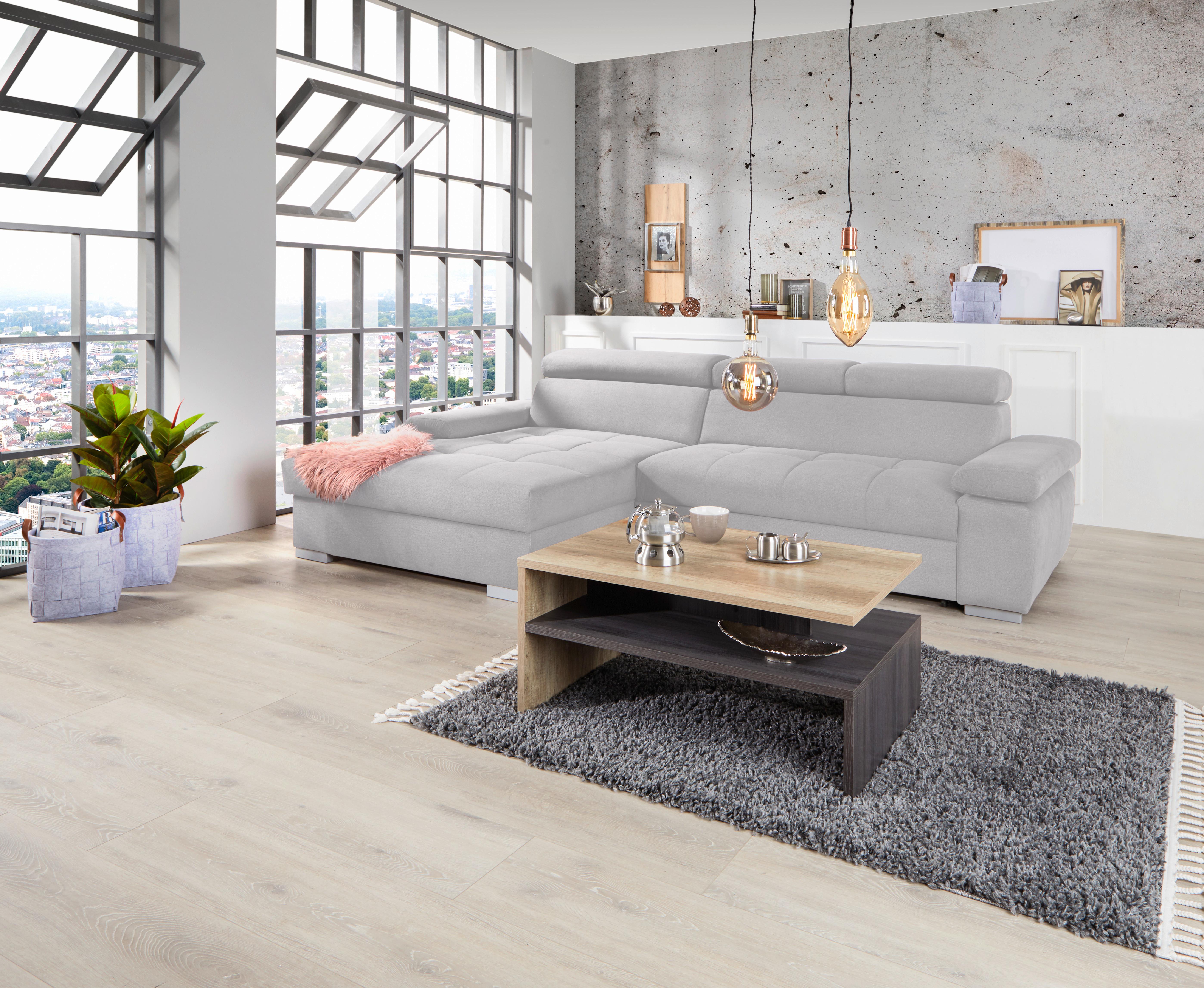 Ecksofa Mit Bettkasten Perry Silberfarben 292x183 Cm - Silberfarben, Design, Textil (183/292cm) - Livetastic