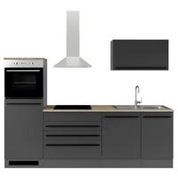 Kuchynský blok JAZZ 6 bez spotrebičov, šírka 260cm - čierna/farba duba, Modern, kompozitné drevo (260/200/60cm) - Modern Living