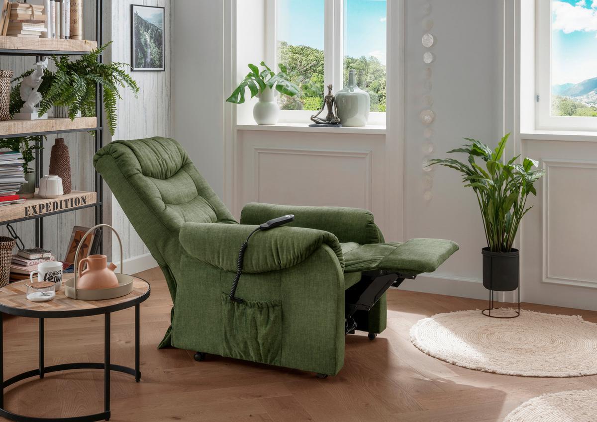 Fernsehsessel Nino Dunkelgrün B: 76 Cm - Dunkelgrün/Schwarz, Design, Textil (76/106/94cm) - Livetastic