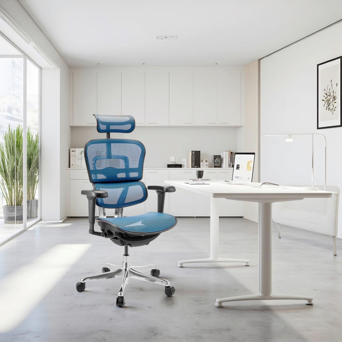 Drehstuhl Ergohuman Ultra Gen Blau B: 65cm - Blau/Silberfarben, MODERN, Kunststoff/Textil (65/132/60cm) - MID.YOU