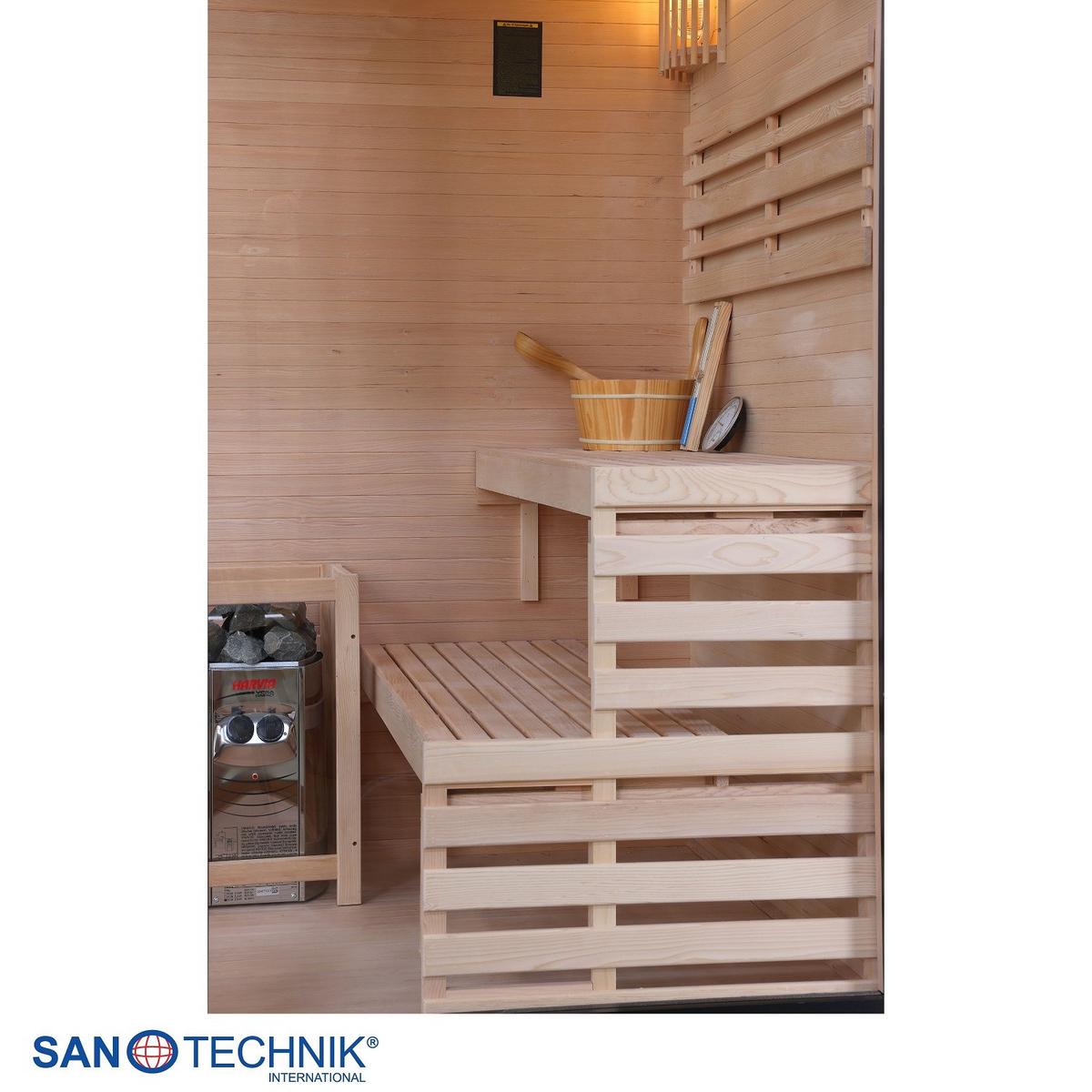Finnische Panoramasauna BHT: 130x200x120 cm - Schwarz, Basics, Glas/Holz (130/200/120cm) - Sanotechnik