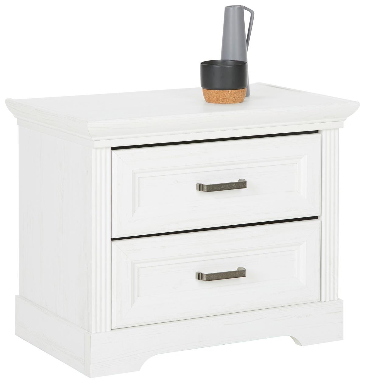 Noční stolek bílí,š.65cm - bílá/černá, Romantický / Rustikální, kov/kompozitní dřevo (65/52/41cm)