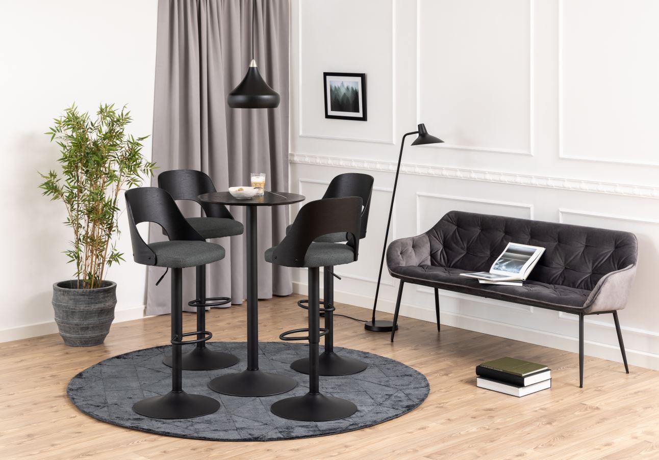 Barhocker höhenverstellbar Lucy Dunkelgrau - Dunkelgrau/Schwarz, MODERN, Holz/Textil (47/113/50,5cm) - MID.YOU