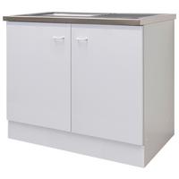 Spülenschrank Mit Spüle Speed B: 100 Cm Weiß - Hellgrau/Weiß, KONVENTIONELL, Holzwerkstoff (100/85/50cm)