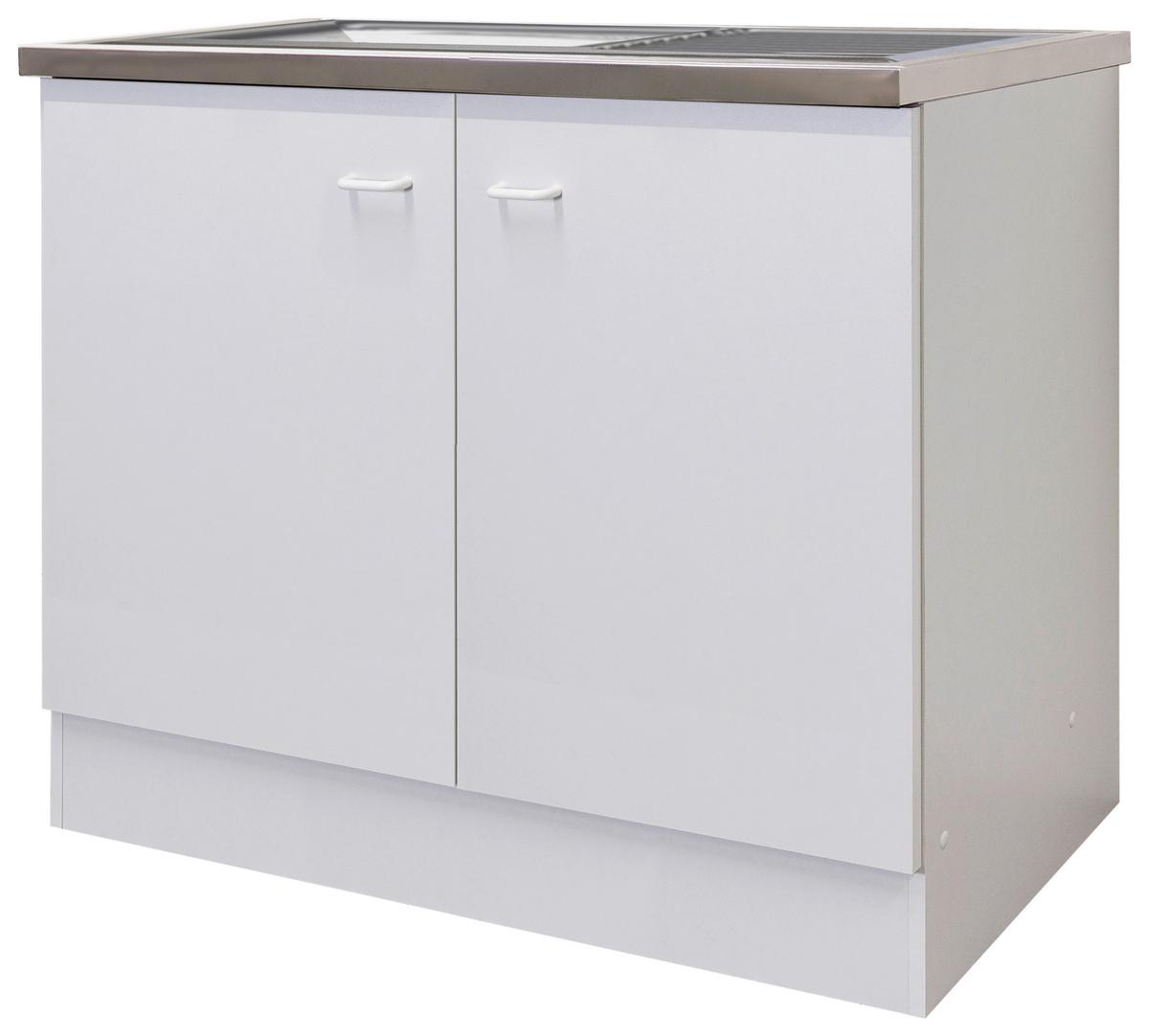 Spülenschrank Mit Spüle Speed B: 100 Cm Weiß - Hellgrau/Weiß, KONVENTIONELL, Holzwerkstoff (100/85/50cm)