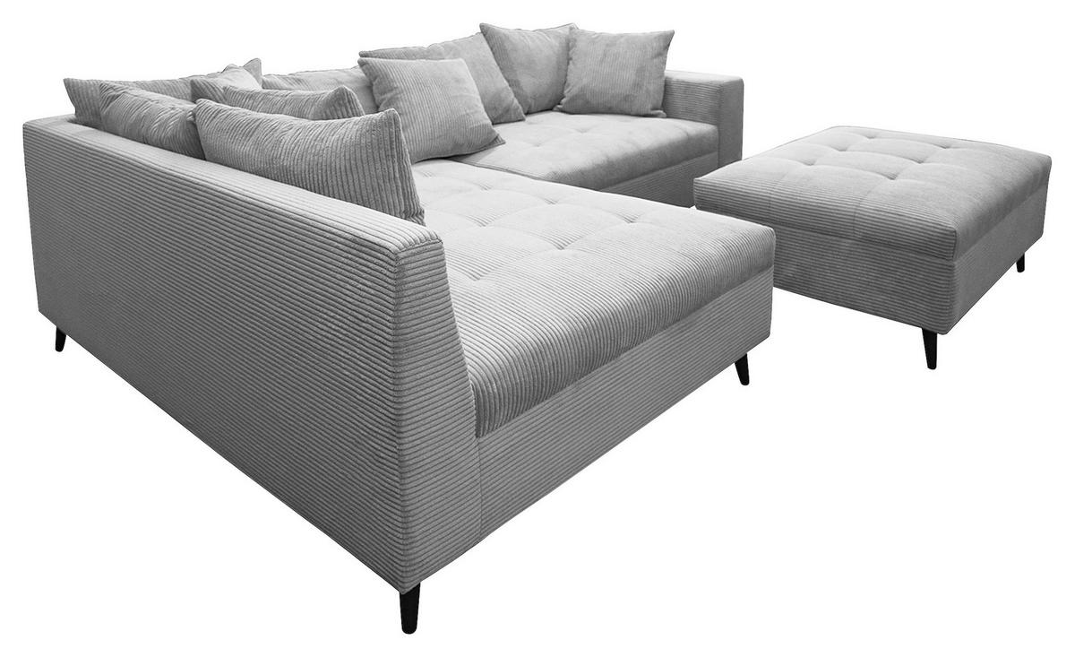 Ecksofa Pruno, Hellgrau S: 174x247 Cm - Hellgrau/Schwarz, Design, Textil (174/247cm) - MID.YOU