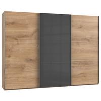 Schwebetürenschrank B: 300 Cm Level Grau/eichefarben Dekor - Eichefarben/Grau, MODERN, Holzwerkstoff (300/216/65cm) - MID.YOU