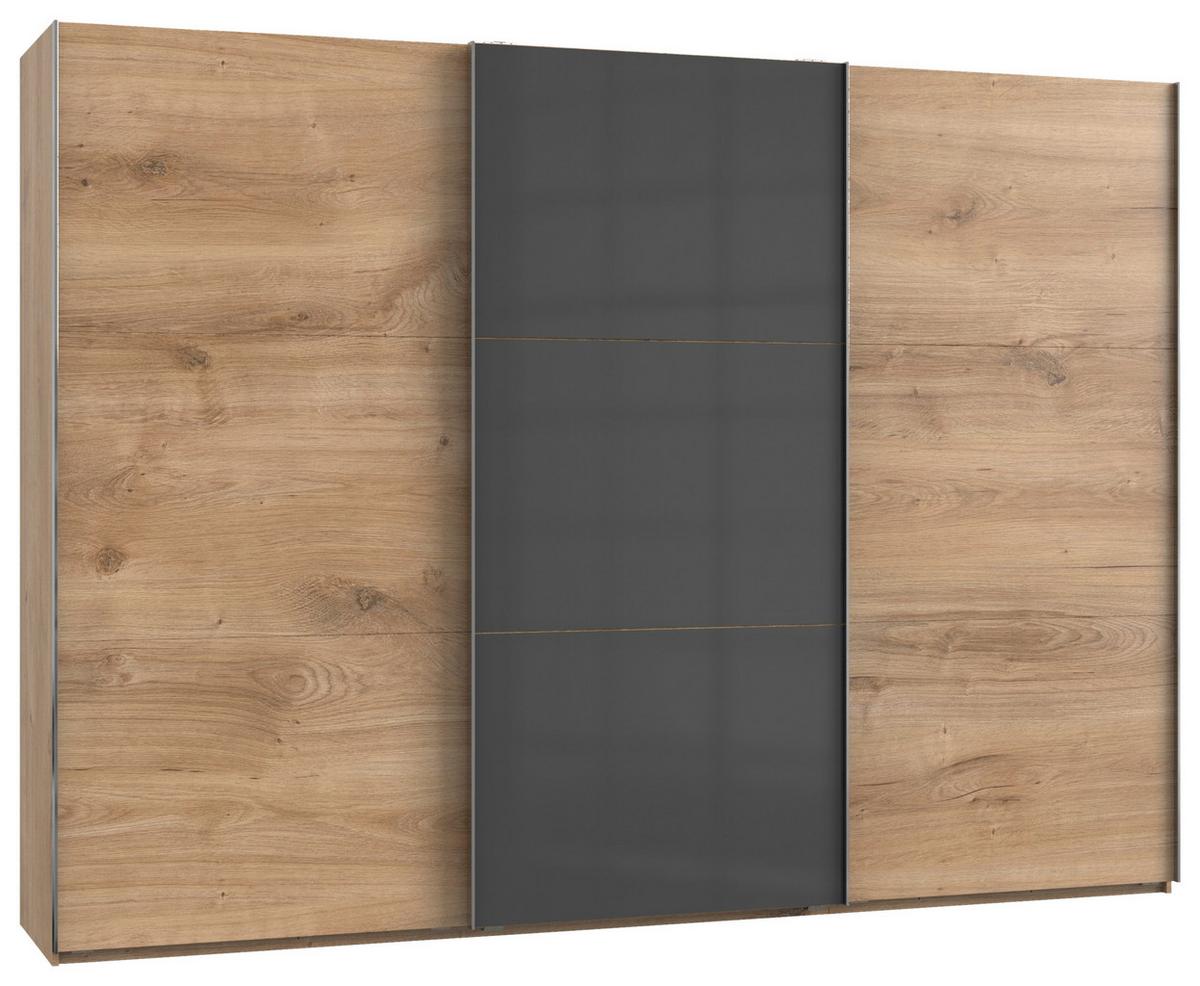 Schwebetürenschrank B: 300 Cm Level Grau/eichefarben Dekor - Eichefarben/Grau, MODERN, Holzwerkstoff (300/216/65cm) - MID.YOU