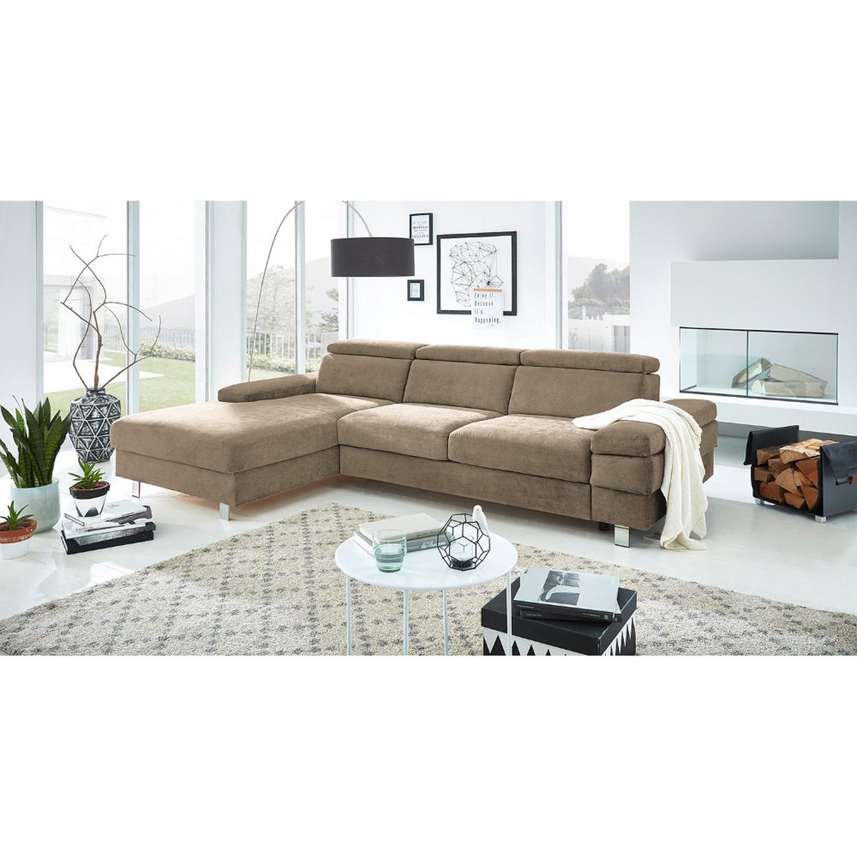 Ecksofa Elvis Schlammfarben S: 182x259 Cm - Schlammfarben/Silberfarben, KONVENTIONELL, Textil (182/259cm) - Trendmanufaktur