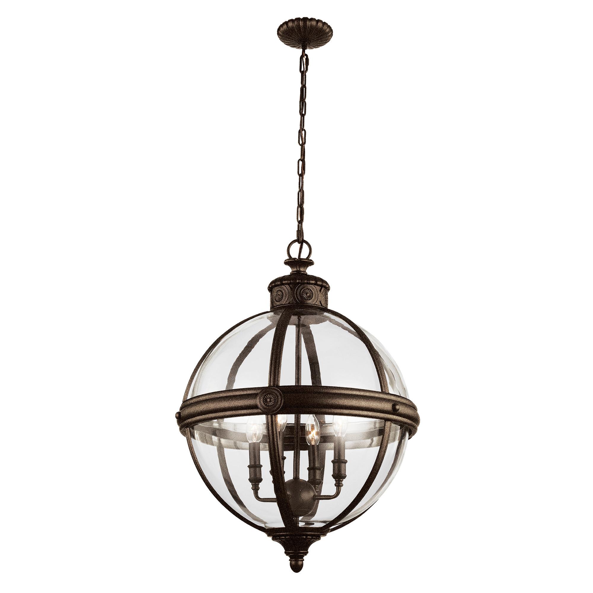 Kronleuchter H: 83,2 cm 4-Flammig Vintage Look - Bronzefarben, KONVENTIONELL, Glas/Metall (49.8/83.2cm) - Elstead Lighting