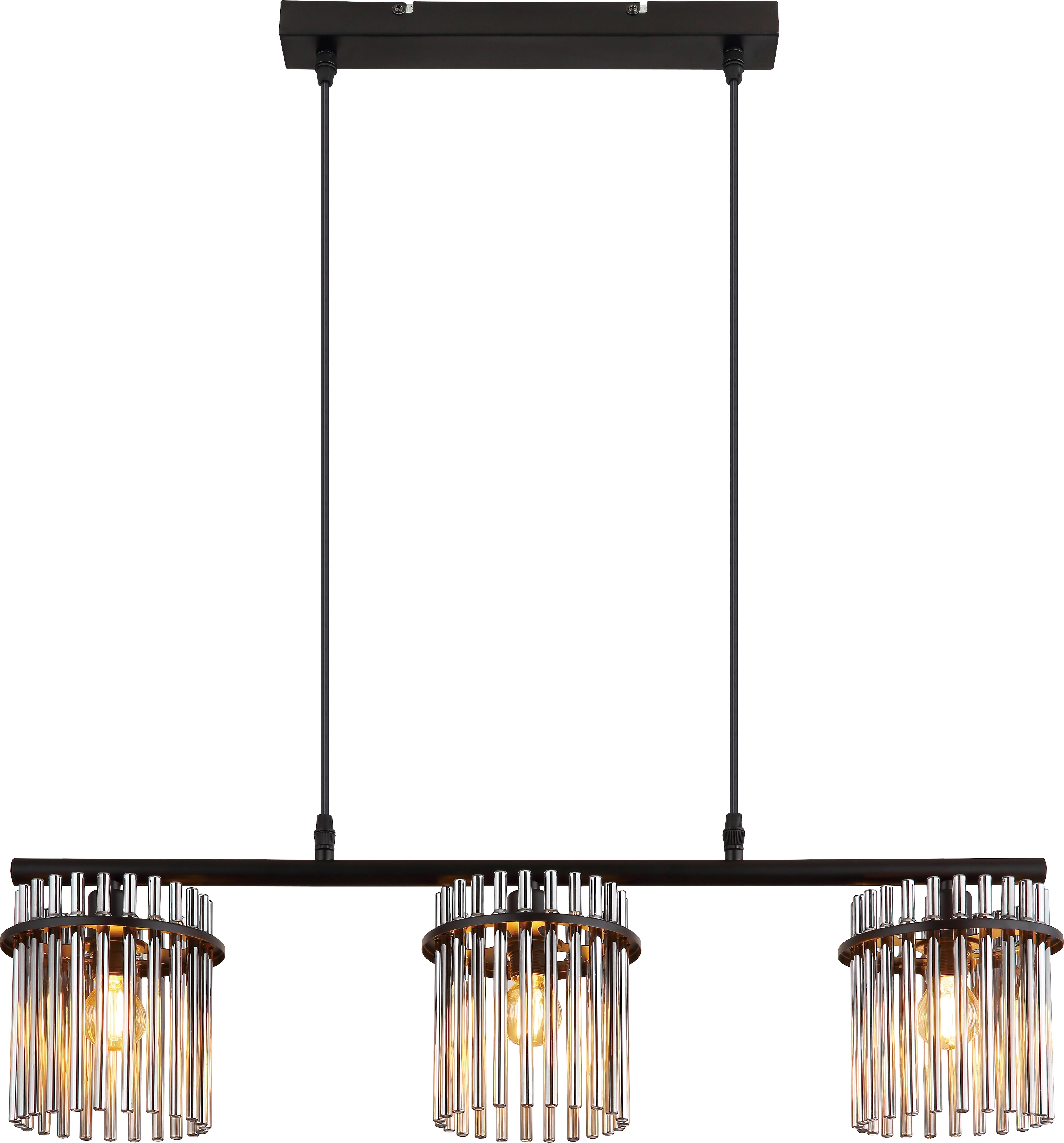 ZÁVĚSNÉ SVÍTIDLO NERI - černá, Moderní, kov/sklo (72/15/140cm) - Modern Living