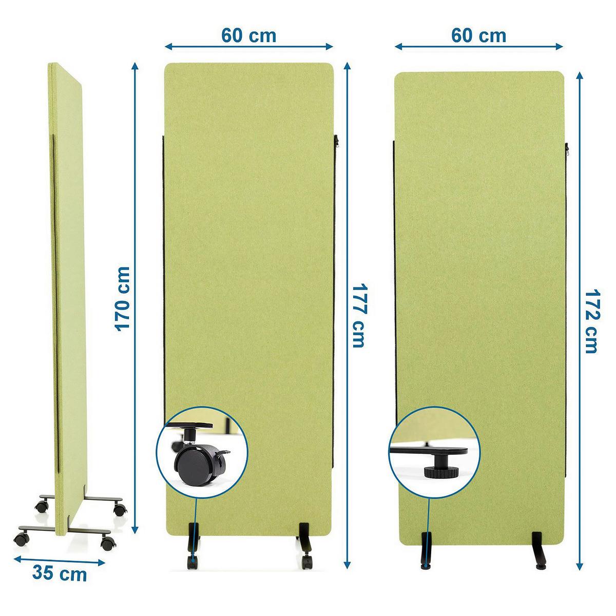 Trennwand Flexmiut - Hellgrün, Basics, Kunststoff/Textil (60/177/35cm) - MID.YOU