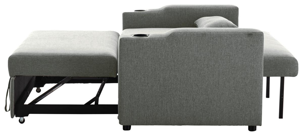 Schlafsofa Athen Dunkelgrau B: 150 cm - Dunkelgrau/Schwarz, Basics, Textil/Metall (150/91/85cm) - P & B