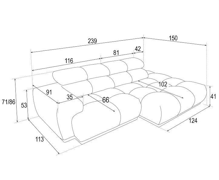 Ecksofa Chani Creme, Schenkel: 150x239 cm - Creme, MODERN, Textil (150/239cm) - MID.YOU