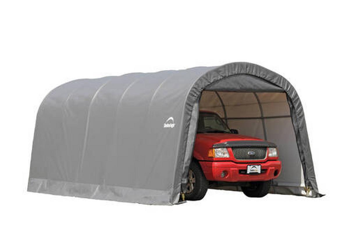 Carport Foliengarage Grau 22,57m² - Grau, Basics, Kunststoff/Metall (370/240/610cm)