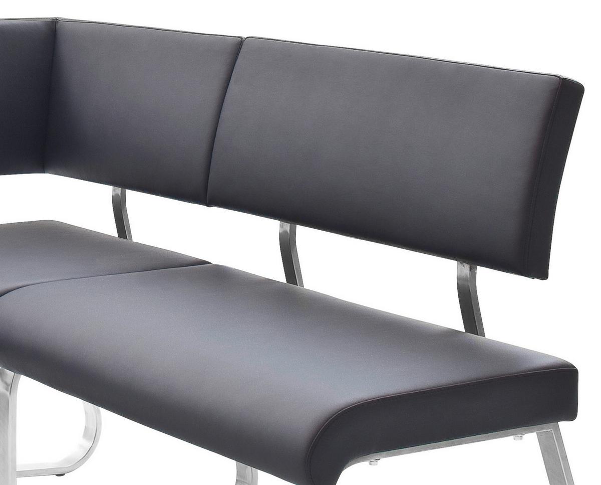 Eckbank Schwarz Lederlook Arco 200x150 cm - Edelstahlfarben/Schwarz, Design, Textil/Metall (200/150cm) - Livetastic