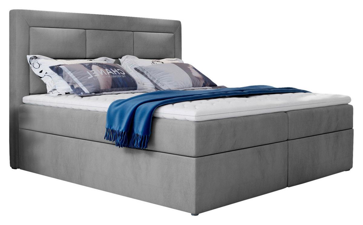 Boxbett Vivre Hellgrau Lf: 180x200 cm - Silberfarben/Hellgrau, MODERN, Holz/Textil (180/200cm) - MID.YOU