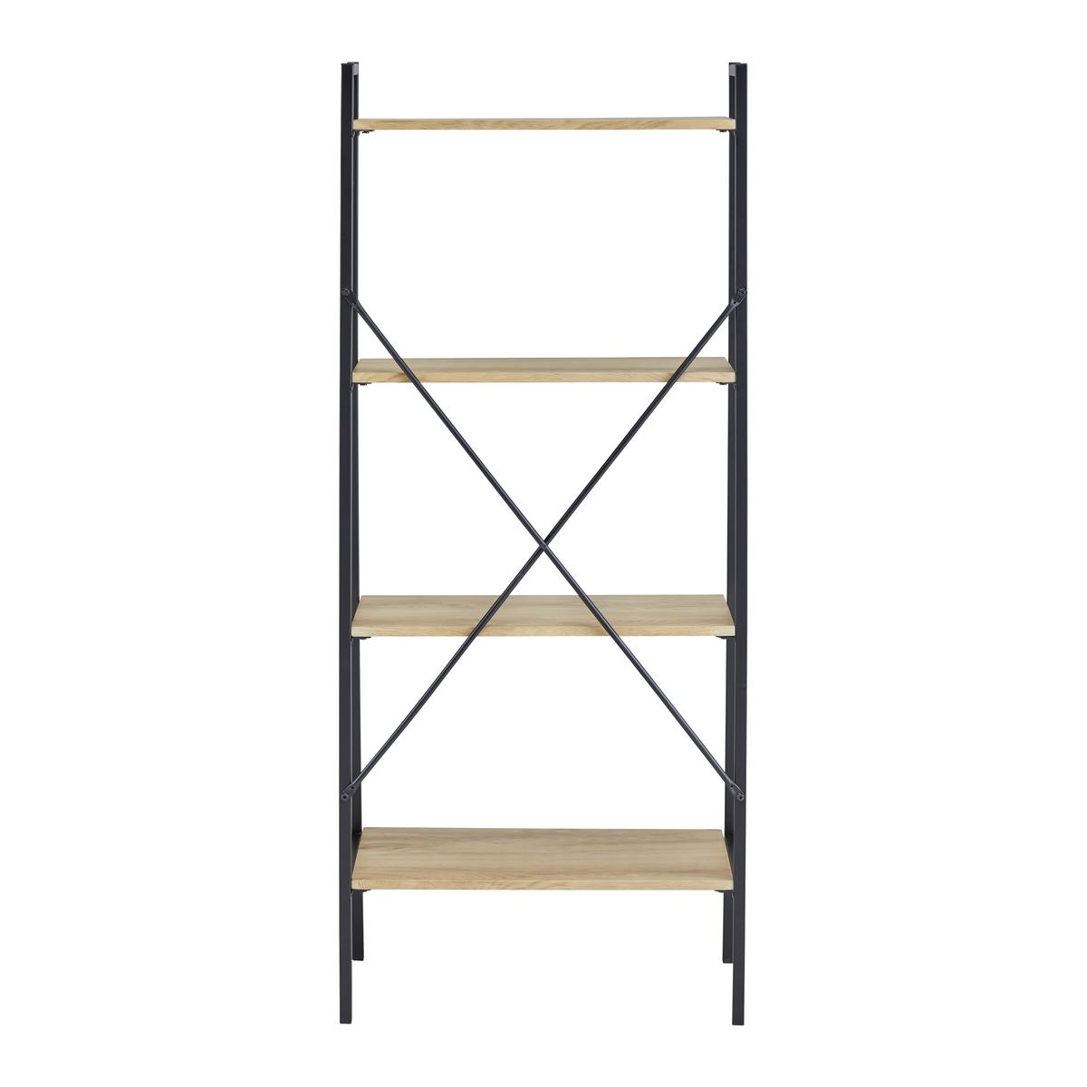 Regal GIORGIA 60 cm - černá/přírodní barvy, Moderní, kov/dřevo (60/148/32cm) - Bessagi Home