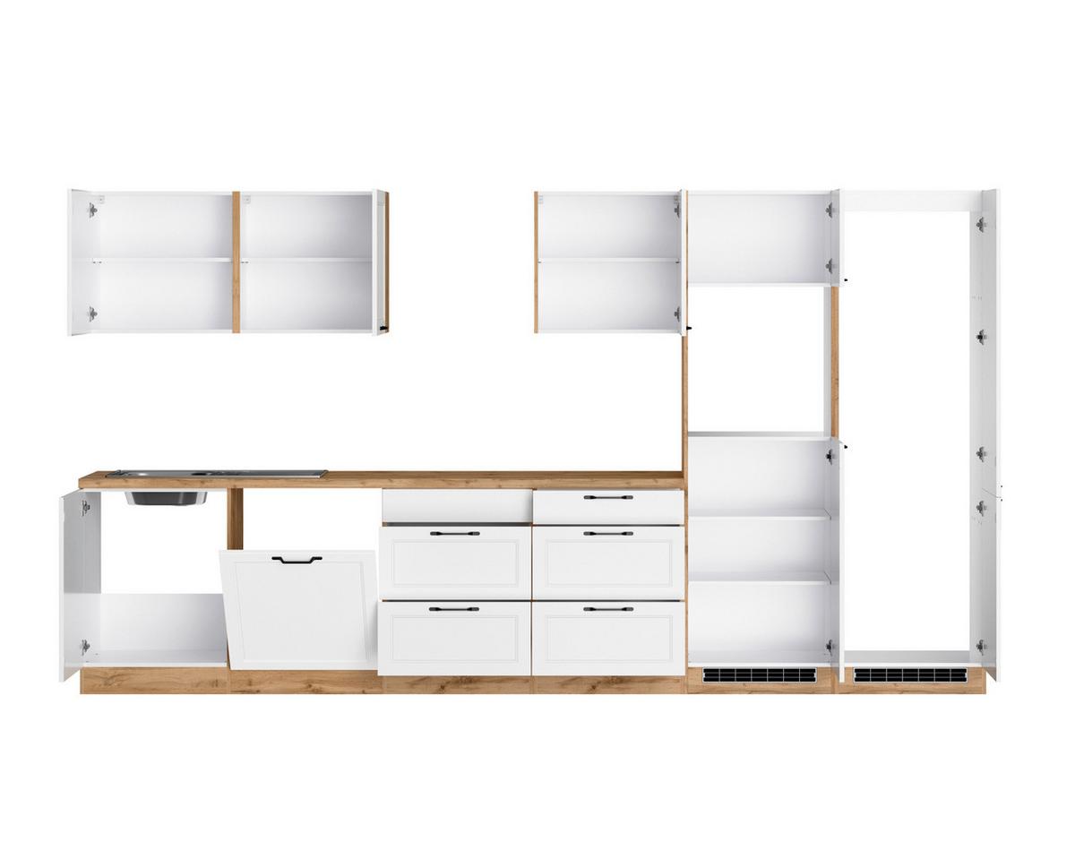 Küchenzeile Meran Ohne Geräte B: 360 Cm Weiß/eiche Dekor - Eiche Wotan/Weiß, LIFESTYLE, Holzwerkstoff (360cm) - Held
