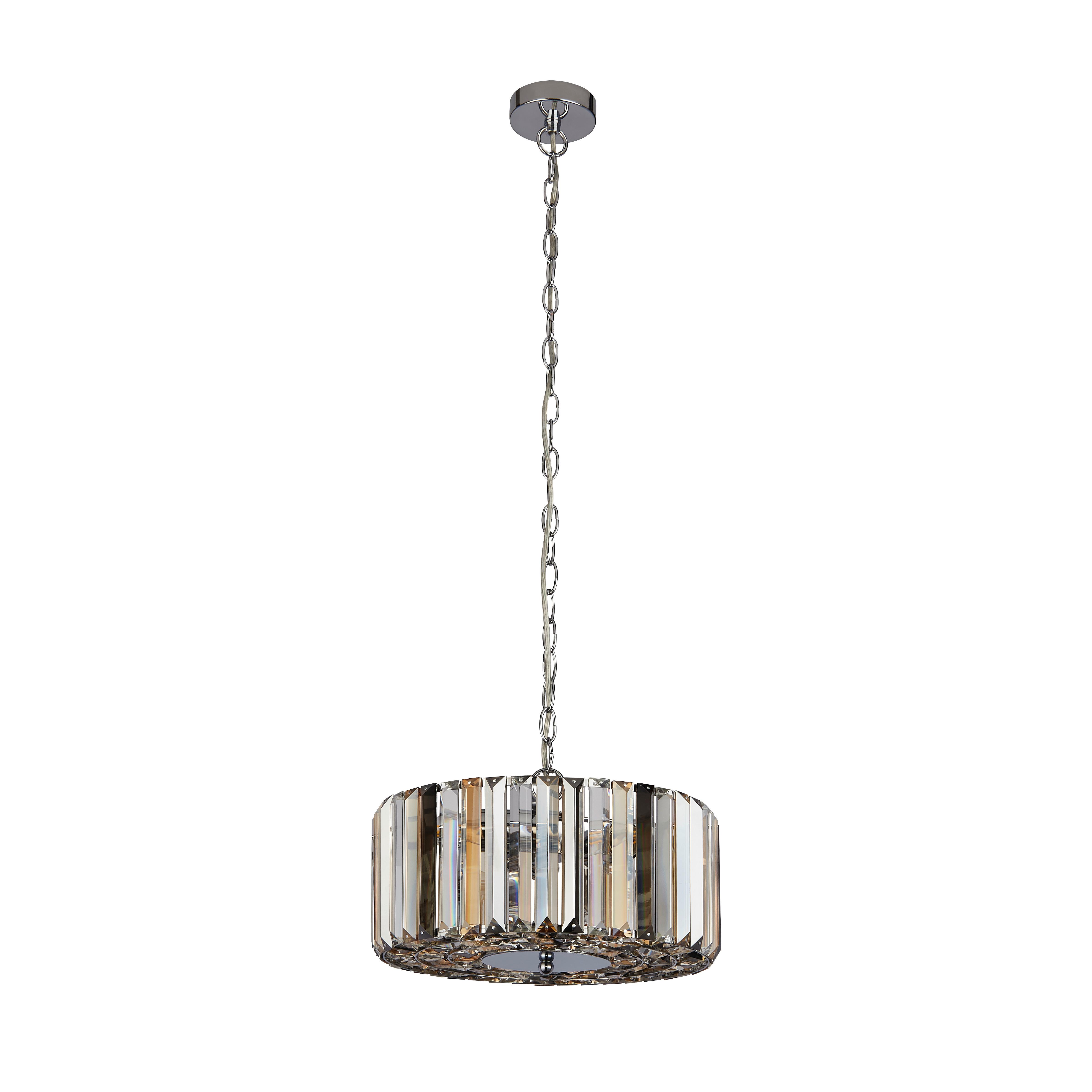 Hängeleuchte Chapeau H: 136 cm 3-Flammig - Chromfarben/Bernsteinfarben, KONVENTIONELL, Glas/Metall (35/136cm)