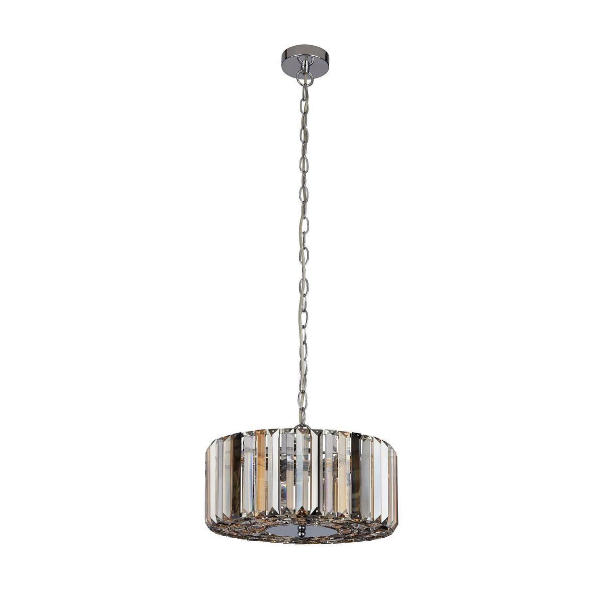 Hängeleuchte Chapeau H: 136 cm 3-Flammig - Chromfarben/Bernsteinfarben, KONVENTIONELL, Glas/Metall (35/136cm)