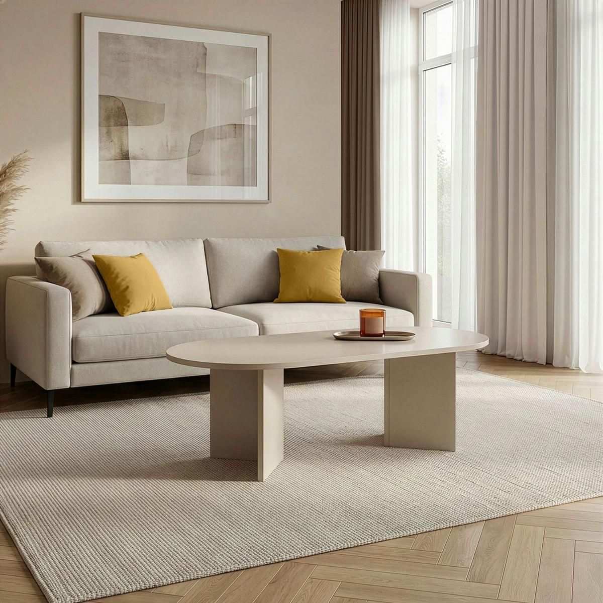Couchtisch Sable Creme B: 119cm - Creme, Design, Holzwerkstoff (119/40/60cm) - MID.YOU