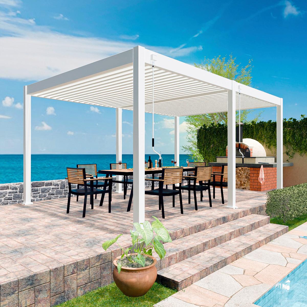 Pergola 300x600 cm Wetterbeständig, Weiß - Weiß Hochglanz, Basics, Metall (300/255/600cm)