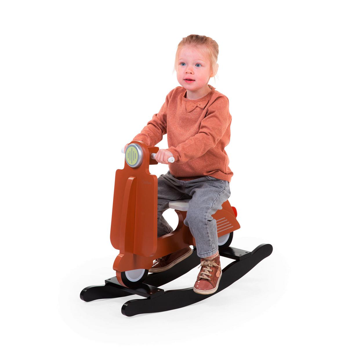 Schaukeltier Roller Schwarz, Rostfarben, L: 70 cm - Rostfarben/Schwarz, KONVENTIONELL, Holzwerkstoff (70/25/57cm) - Childhome