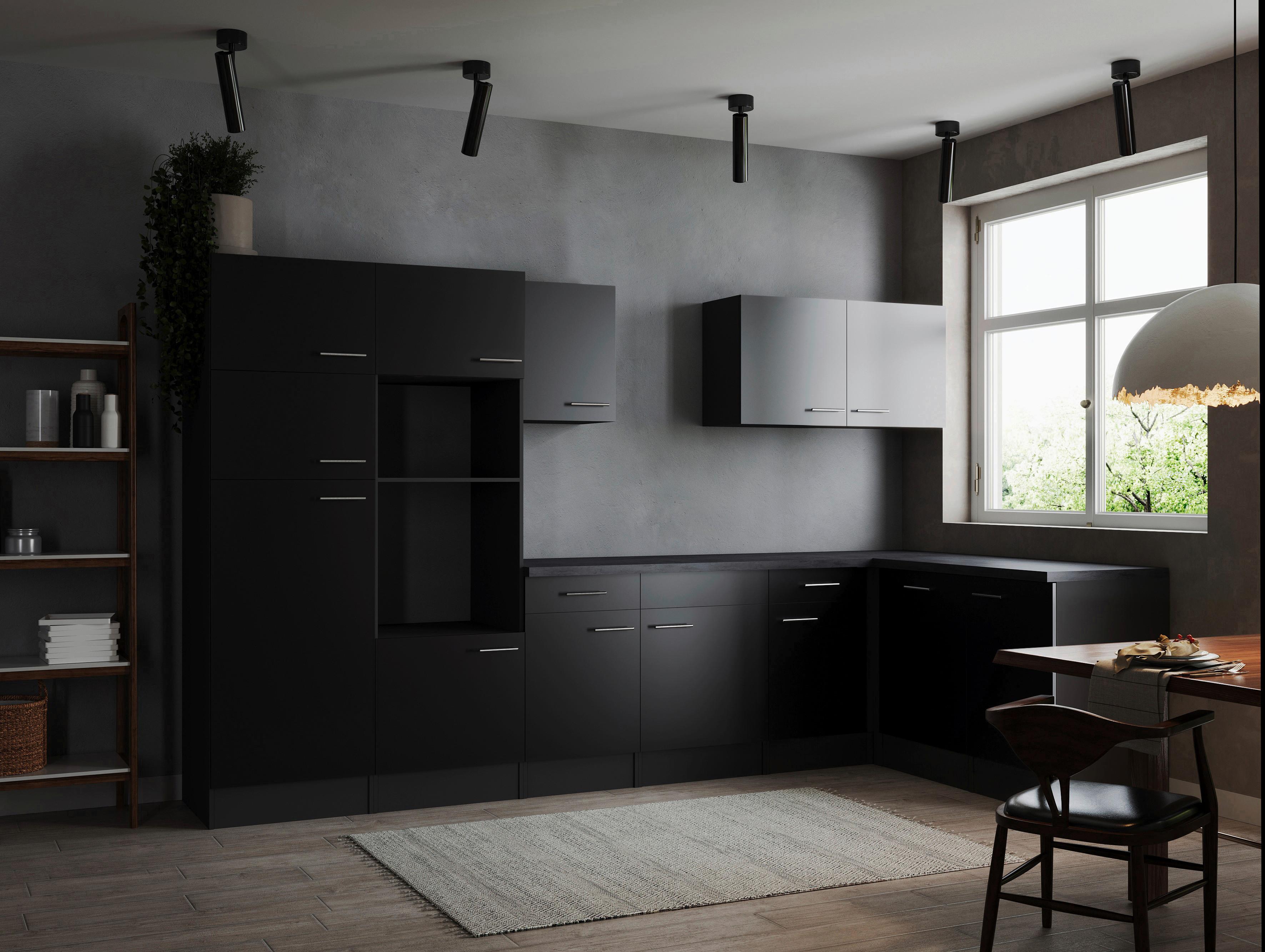 Eckküche Oliver Grau, Schwarz S: 340x172cm - Schwarz/Grau, Design, Holzwerkstoff (340/172cm) - Respekta