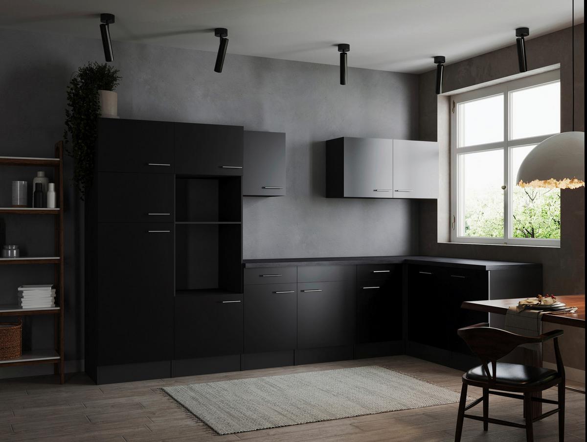 Eckküche Oliver Grau, Schwarz S: 340x172cm - Schwarz/Grau, Design, Holzwerkstoff (340/172cm) - Respekta