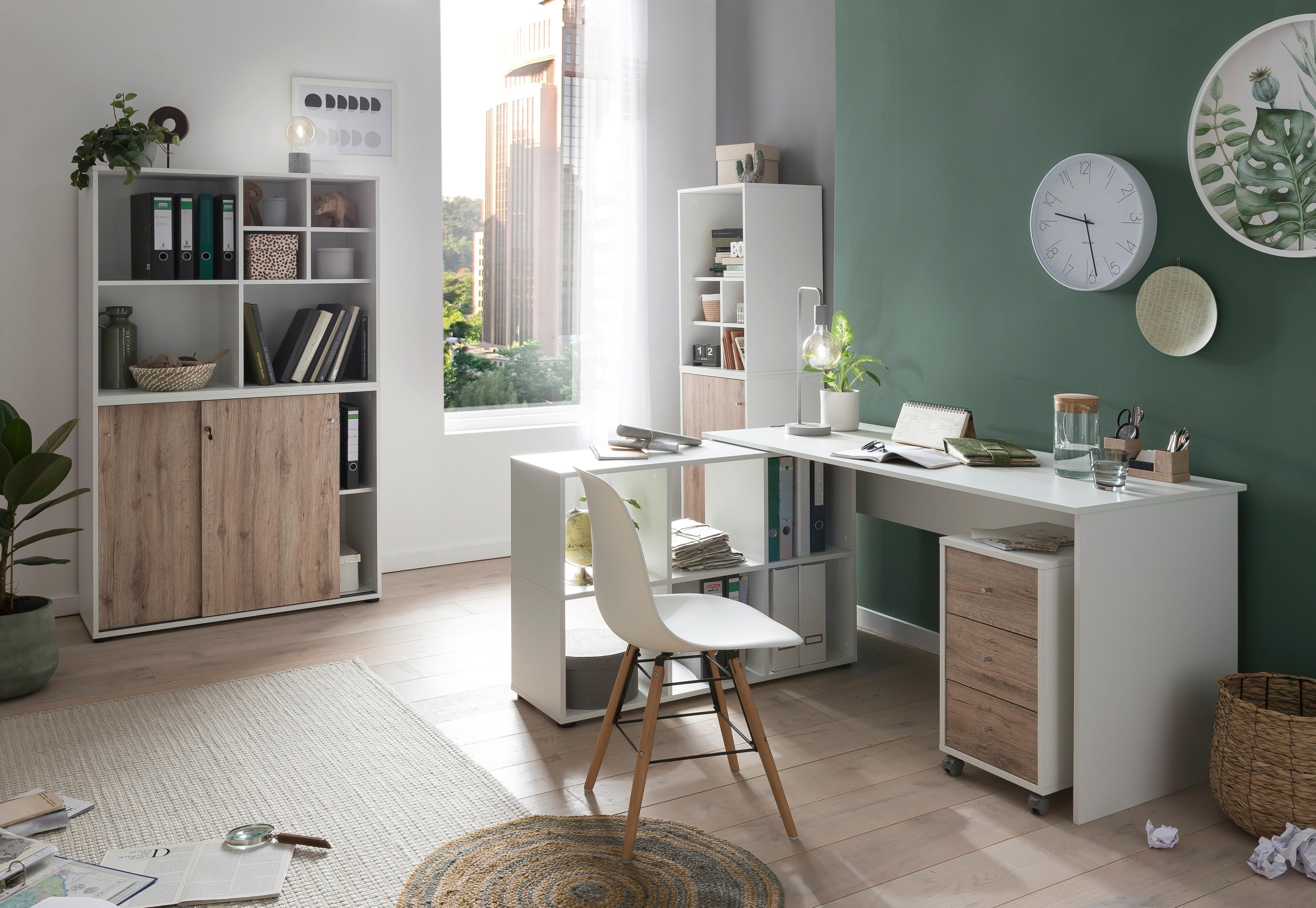 Aktenschrank Set Us1000+us510+regal - Wildeiche/Weiß, MODERN, Holzwerkstoff (165,2/151/41cm) - MID.YOU
