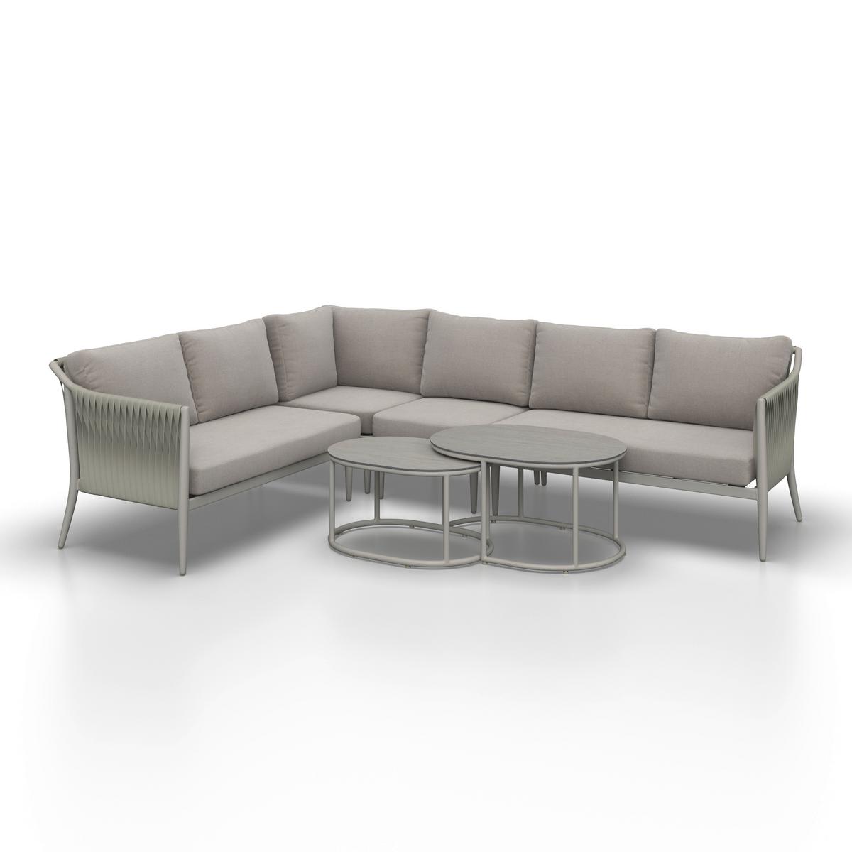 TERASOVÁ SEDACIA SÚPRAVA ALVINA - krémová, Modern, kov/textil (259/74/199cm) - Bessagi Garden