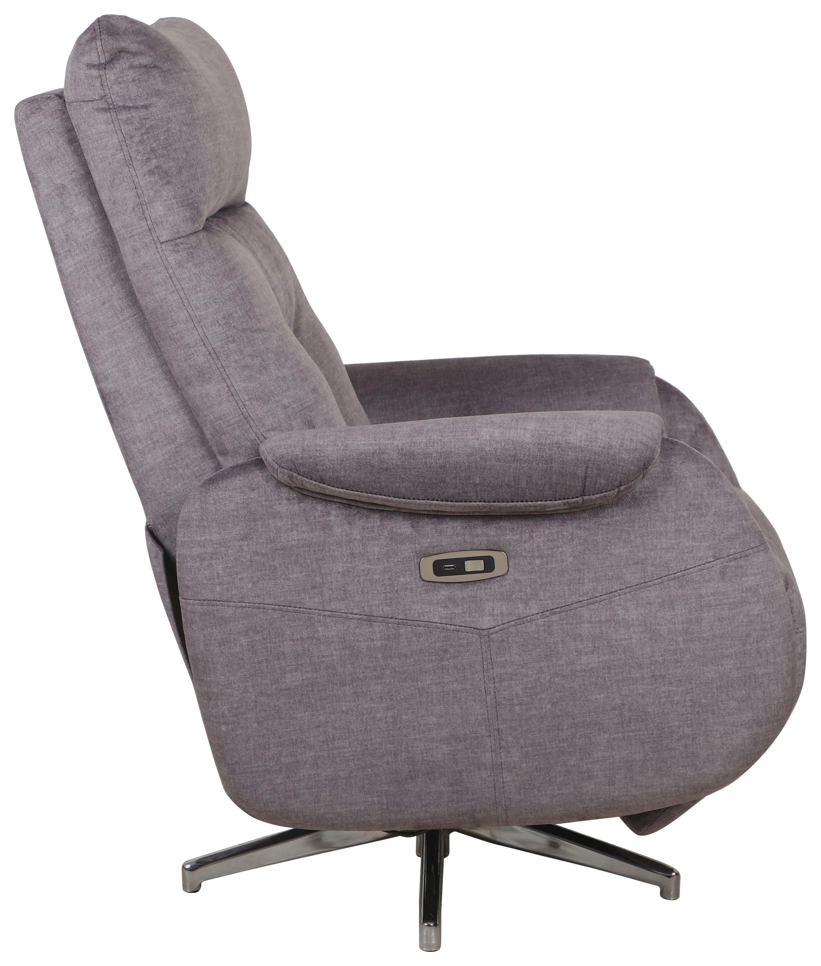 Elektrické TV kreslo MOON, sivá, relax.funkcia, do 140 kg - sivá/chrómová, Modern, kov/textil (72/107/159cm)