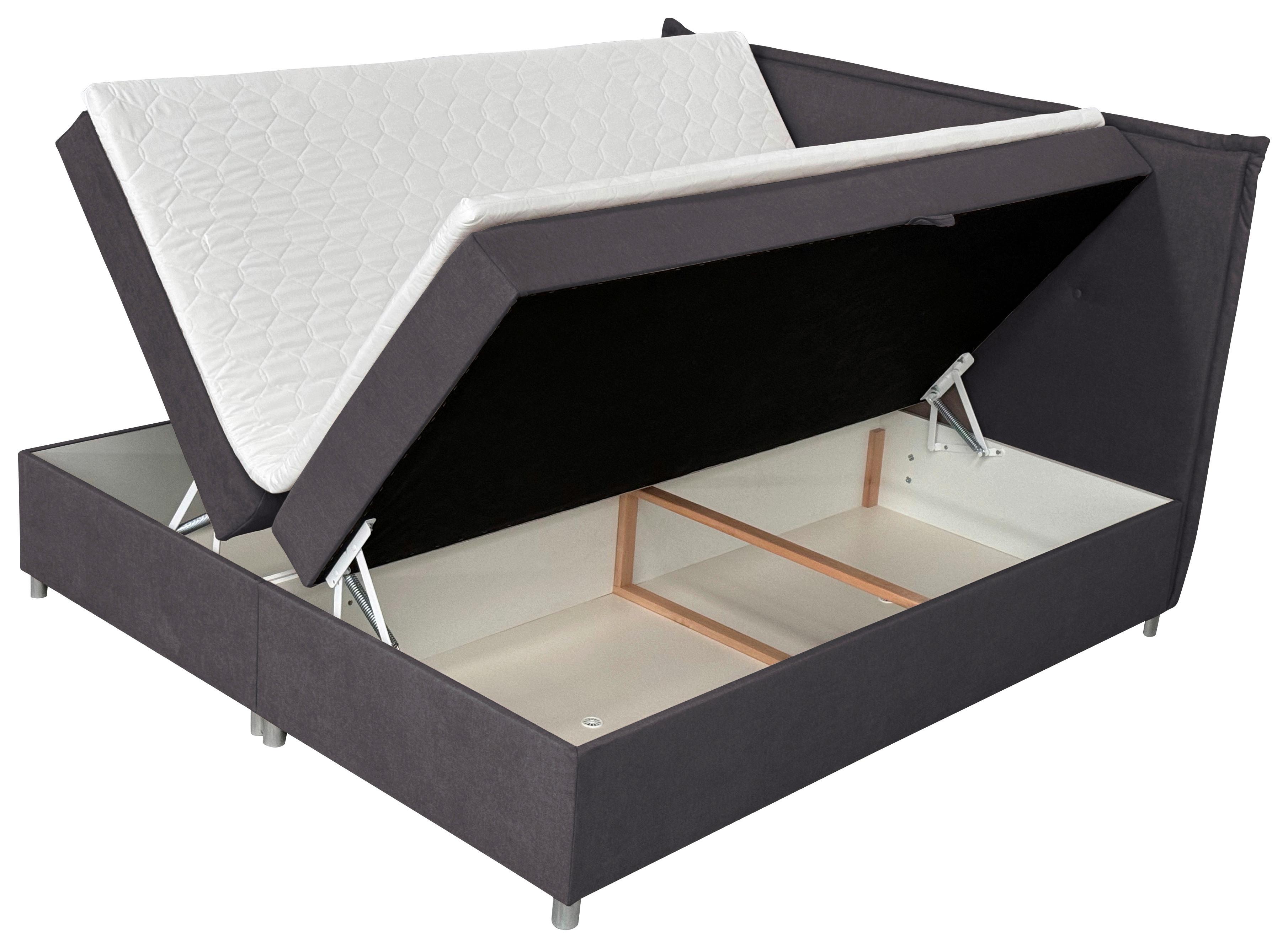 Boxbett Levie Mit Bettkasten Graphitfarben 180x200 Cm - Silberfarben/Graphitfarben, Basics, Textil (180/200cm) - MID.YOU