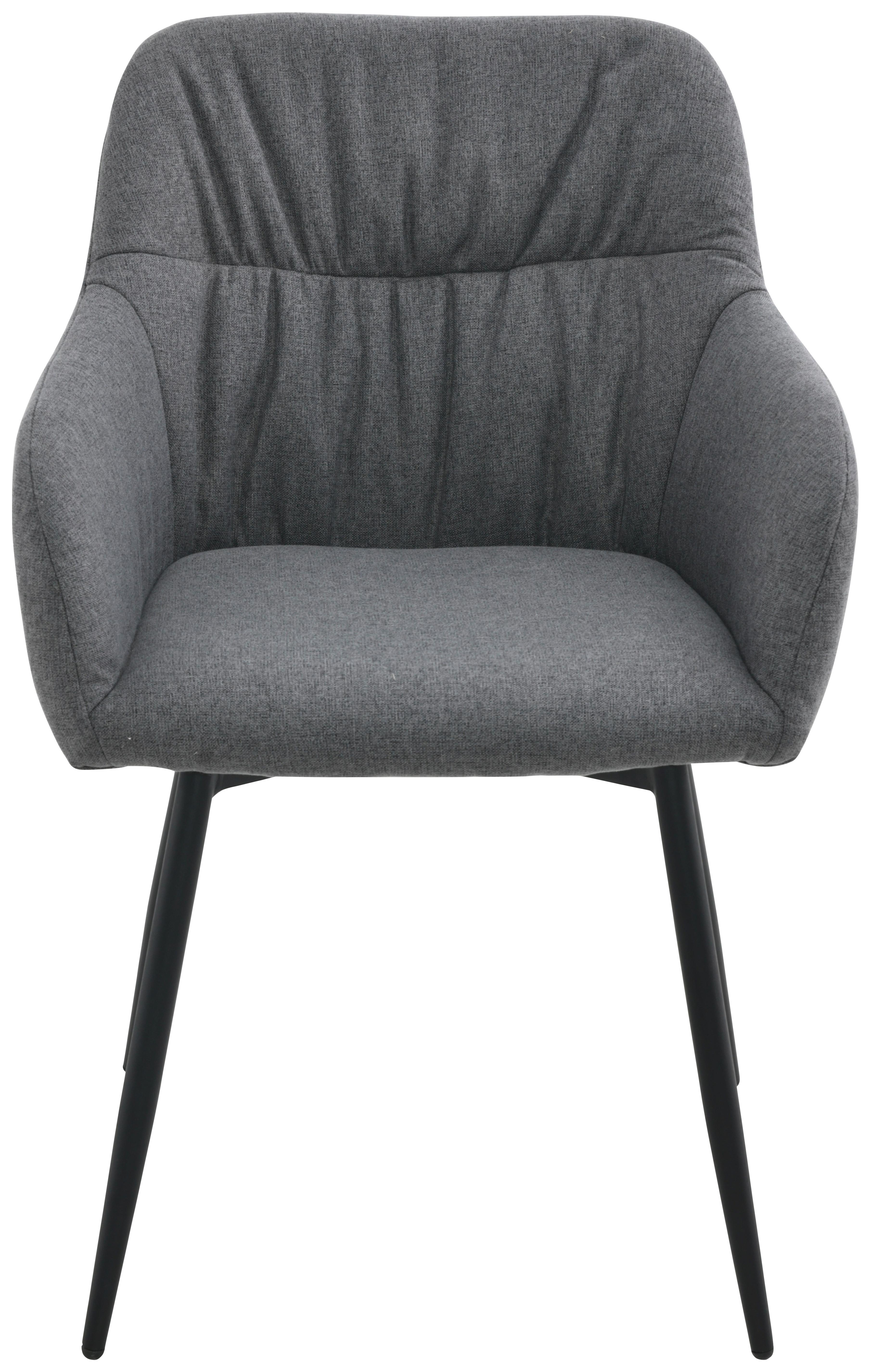 Armlehnstuhl Alessandro Webstoff Dunkelgrau Gepolstert - Dunkelgrau/Schwarz, MODERN, Holz/Textil (54/86/60cm) - Ondega