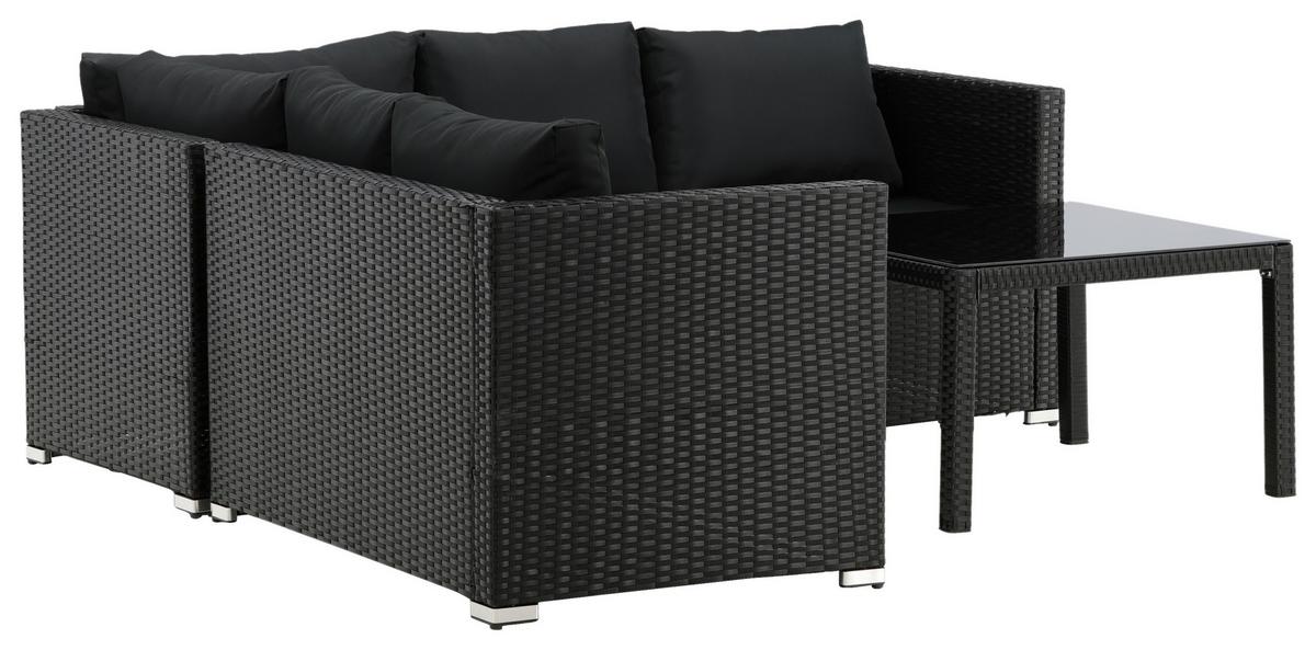 Loungegarnitur Kuba - Schwarz, KONVENTIONELL, Glas/Kunststoff - Gardenson