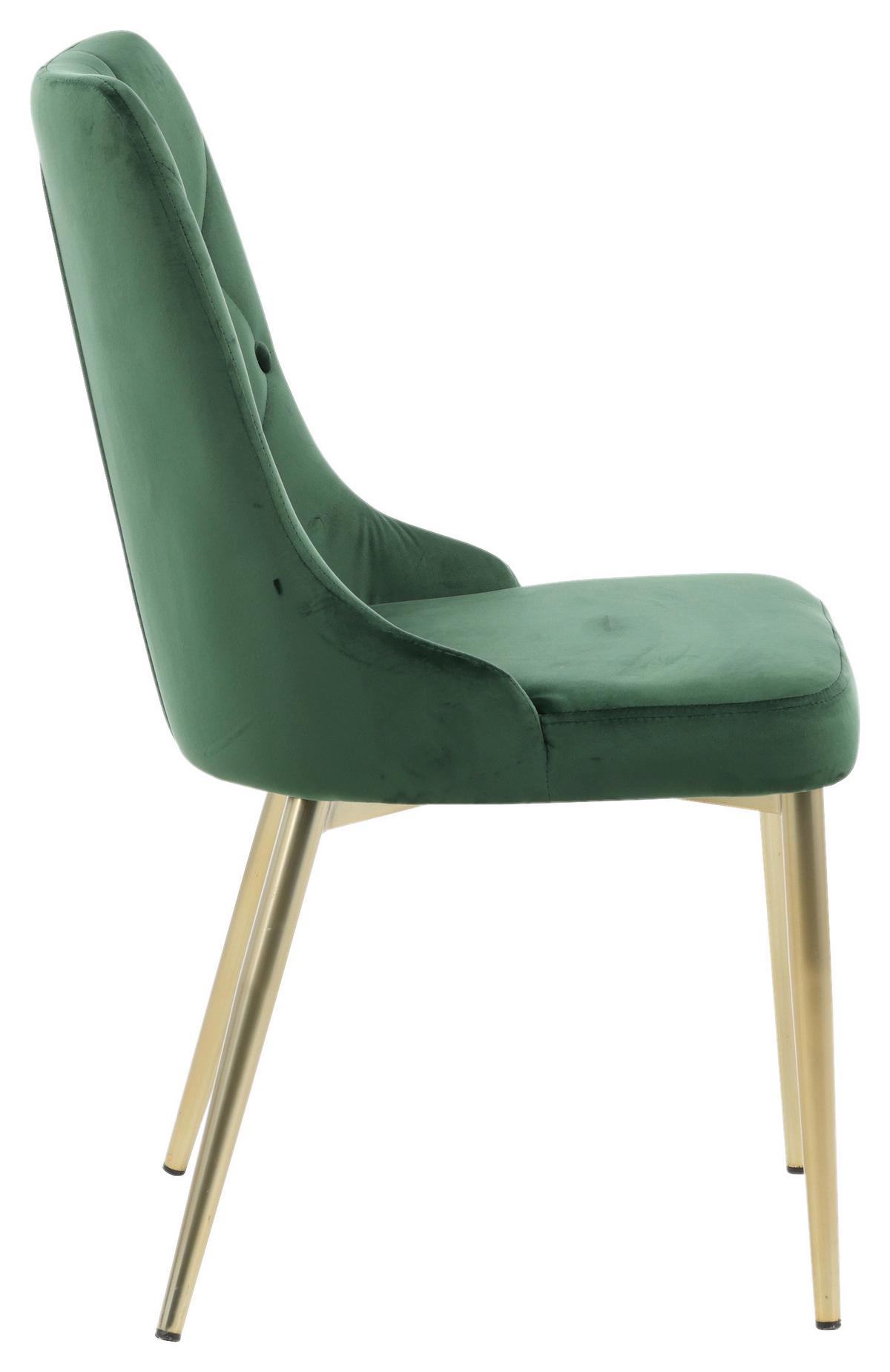 Stuhl-Set Velvet Deluxe - Goldfarben/Grün, Design, Kunststoff/Textil (50/88.5/66cm) - Livetastic