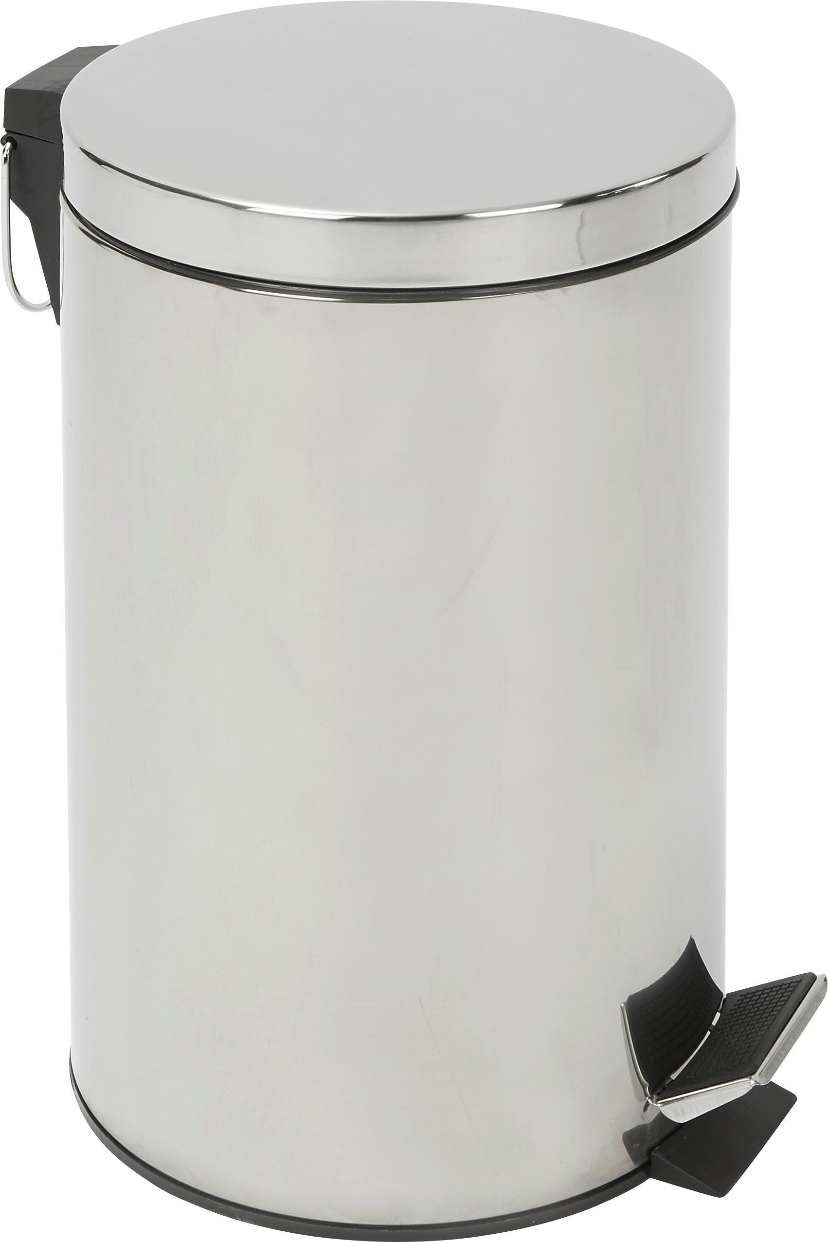 Treteimer Leonardo IIi 12 L Edelstahl/Chrom DxH: 25x39,5cm - Chromfarben/Schwarz, KONVENTIONELL, Kunststoff/Metall (25/39,5cm) - Homezone