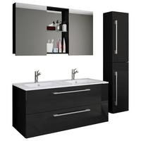 Badezimmer Budasi Schwarz B: 111 cm - Schwarz/Weiß, MODERN, Keramik/Holzwerkstoff (145cm) - MID.YOU