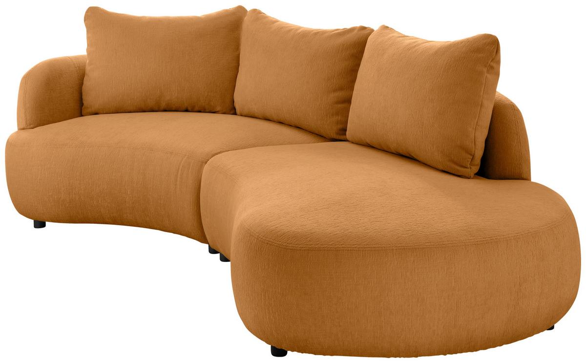 Ecksofa Doppo Goldfarben S: 139x250 cm - Goldfarben/Schwarz, MODERN, Textil (139/250cm) - Livetastic