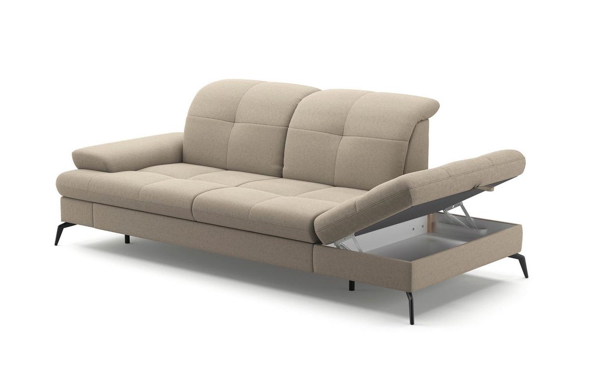 Récamiere Amica E, Taupe B: 231 Cm - Taupe/Schwarz, KONVENTIONELL, Textil (231/90/122cm) - Sit & More