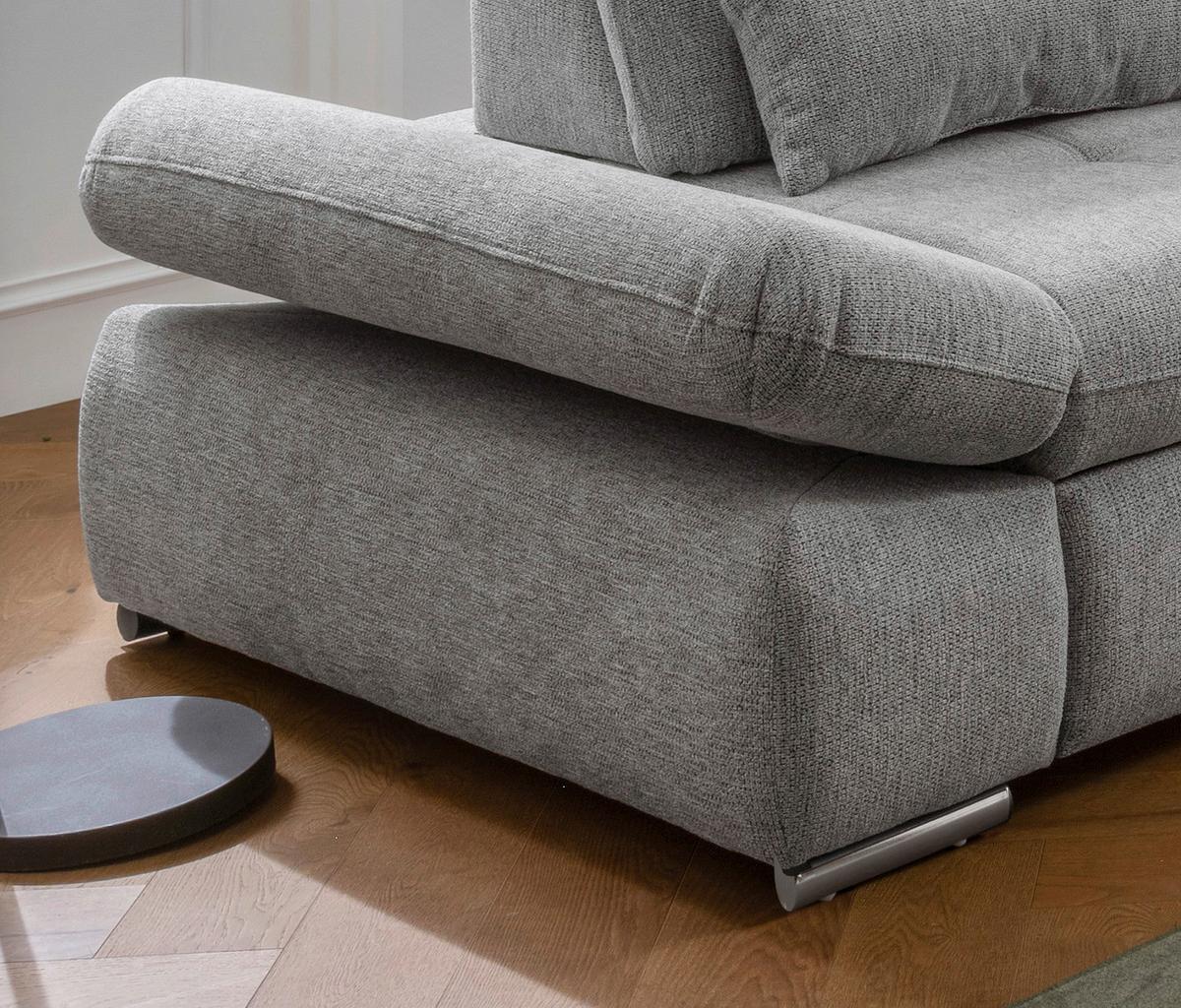 Ecksofa mit Schlaffunktion Dalida Silberfarben Chenille - Chromfarben/Silberfarben, Design, Textil (280/254cm) - Livetastic