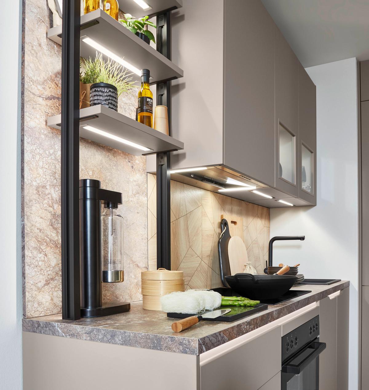 Eckküche Sidney - Hellbraun/Dunkelbraun, MODERN, Holzwerkstoff (273,2/218,1cm) - Vertico