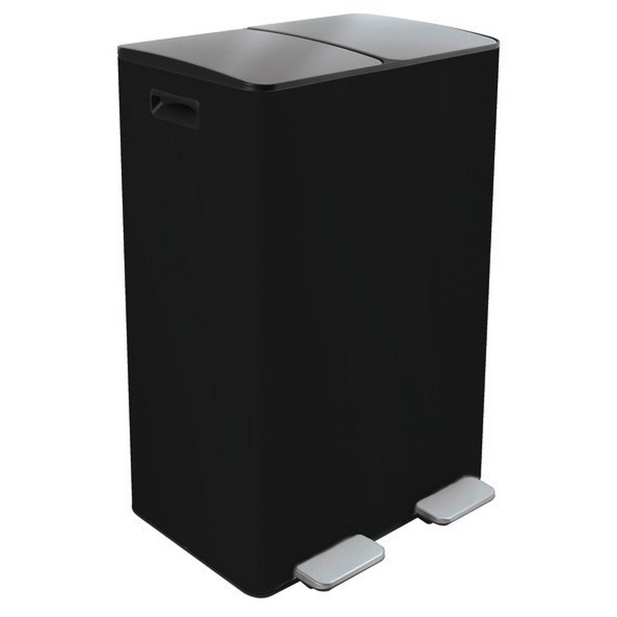 Treteimer Aliya 60l Schwarz Metall Lbh: 45x30x71 - Schwarz, Basics, Kunststoff/Metall (45/30/71cm) - Spirella