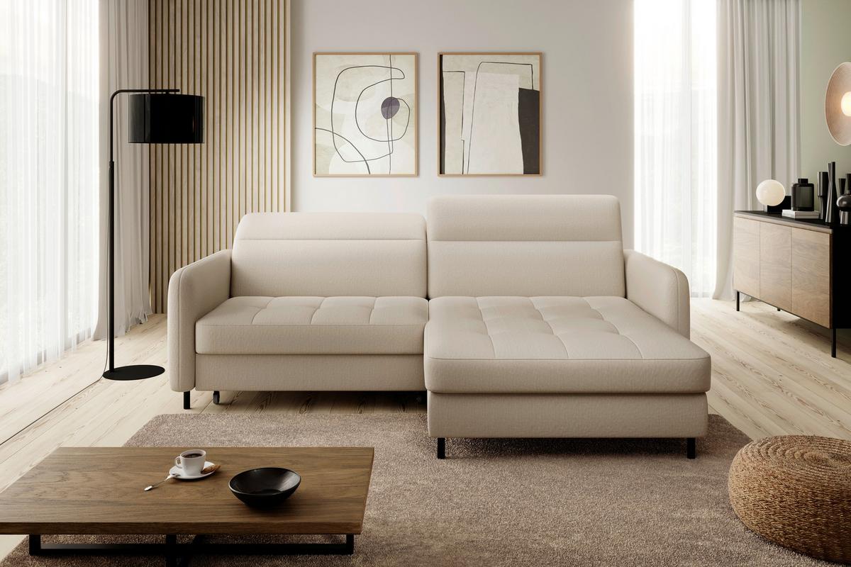 Ecksofa Gomsi Creme S: 228x165 cm - Creme/Schwarz, Design, Textil (228/165cm) - MID.YOU