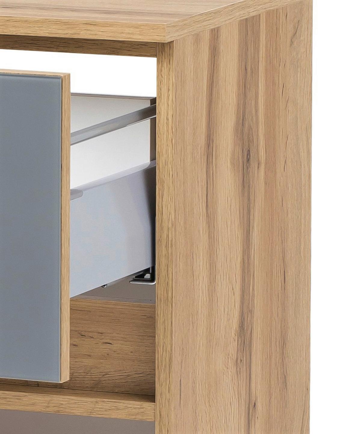 Unterschrank Grifflos Helsinki B: 40cm Grau/eiche Dekor - Eichefarben/Silberfarben, KONVENTIONELL, Glas/Holzwerkstoff (40/79/35cm) - Held