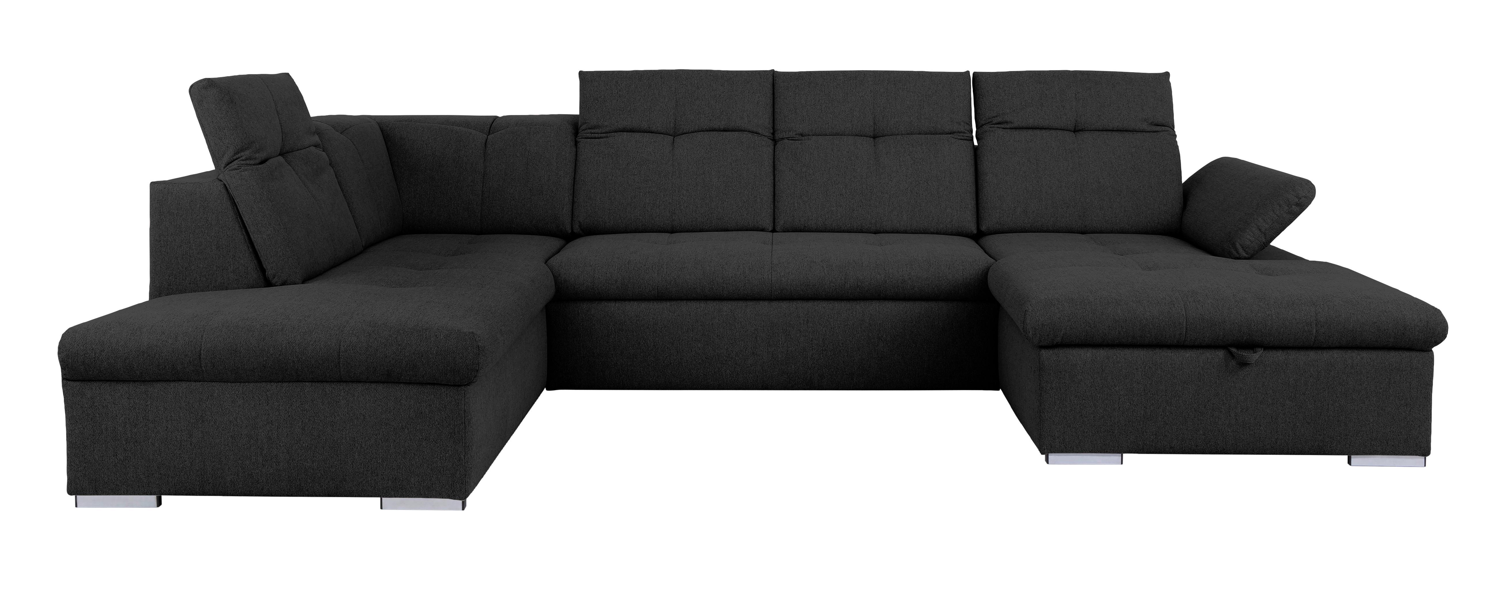 Wohnlandschaft Ramzes Schwarz U: 215x328x173 cm - Schwarz/Grau, Design, Textil (215/328/173cm) - MID.YOU