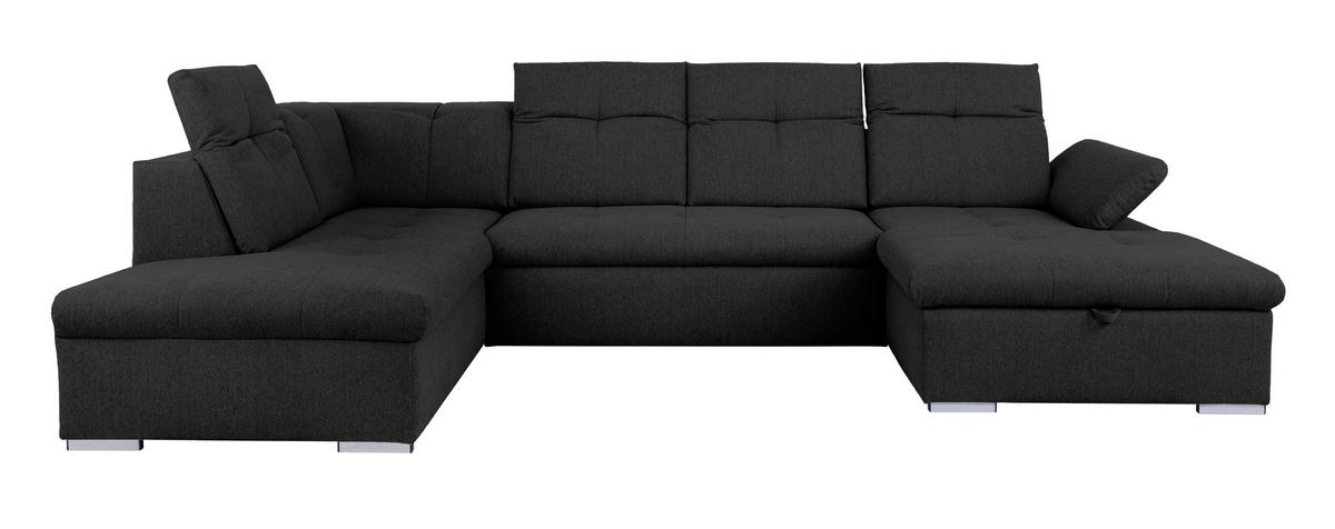 Wohnlandschaft Ramzes Schwarz U: 215x328x173 cm - Schwarz/Grau, Design, Textil (215/328/173cm) - MID.YOU