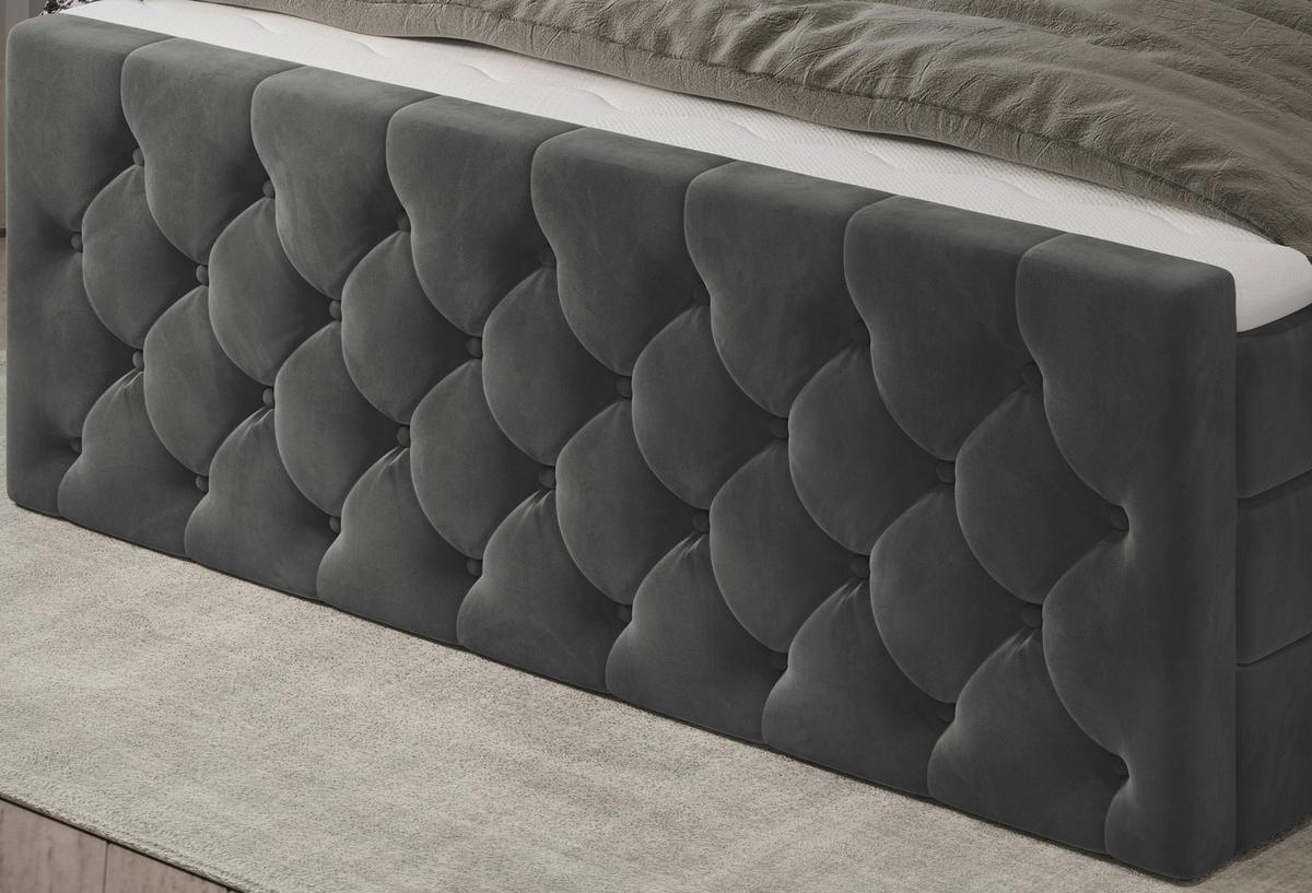 Boxspringbett Swing 19 Graphitfarben 140x200 cm H2 - Schwarz/Graphitfarben, ROMANTIK / LANDHAUS, Textil (144/121/212cm) - James Wood
