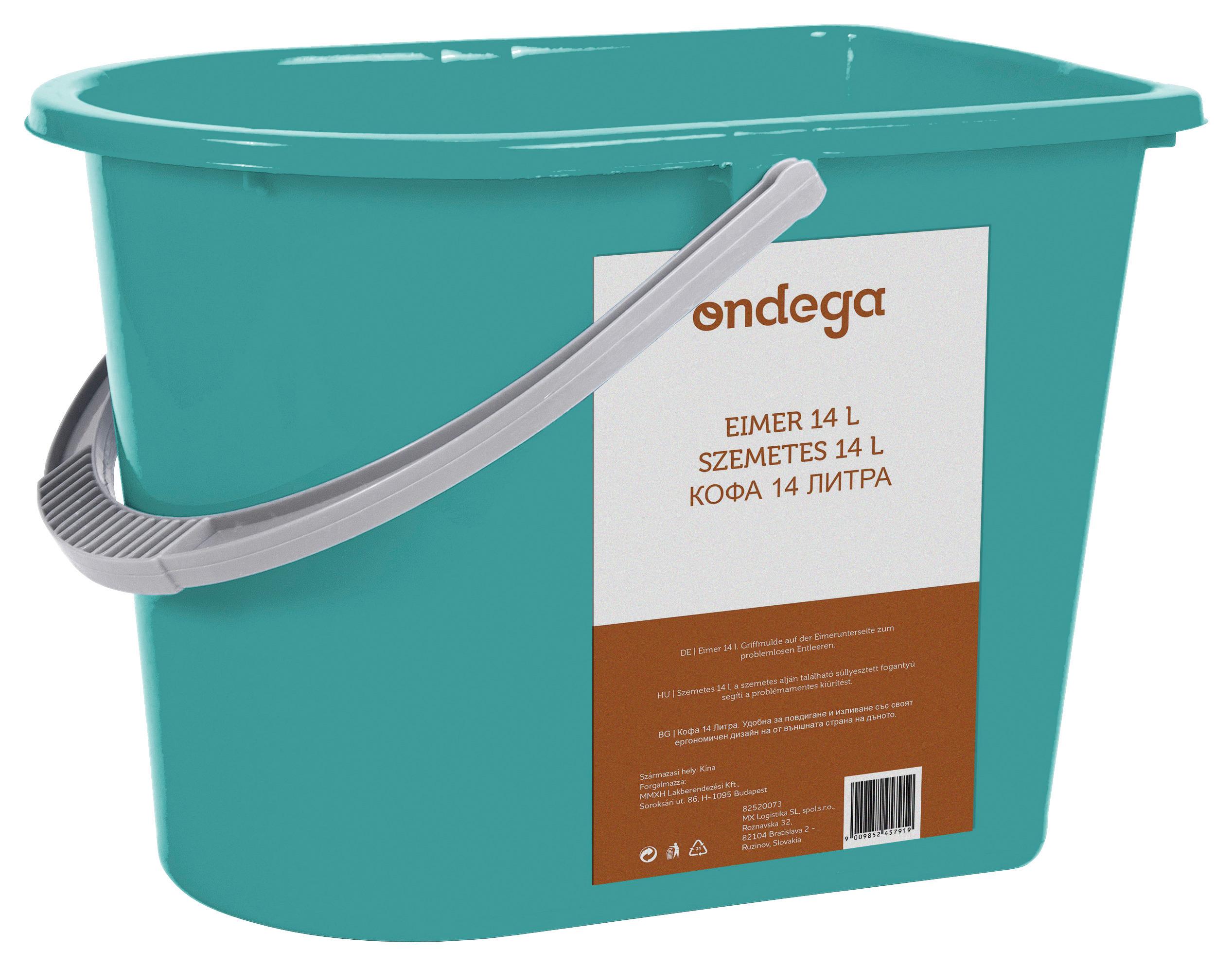 Eimer Blau/Grün 14 L, L/B/H: 35/25/27 cm - Blau/Grün, KONVENTIONELL, Kunststoff (35/25/27cm) - Ondega